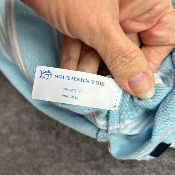 Southern Tide Summer Ray Stripe Polo Shirt Men's Size Large Rain Water Blue NWT - Picture 7 of 11